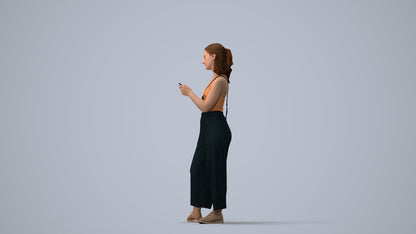 realistic 3D people girl casual kids, render-ready for V-Ray and Corona, FBX OBJ, three-quarter view render