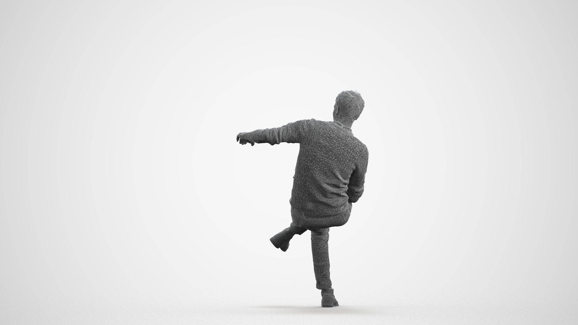 scanned 3D man casual sitting, photogrammetry people for Enscape and V-Ray, wireframe front view