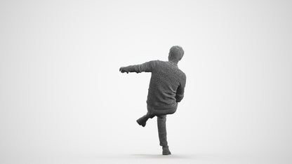 scanned 3D man casual sitting, photogrammetry people for Enscape and V-Ray, wireframe front view