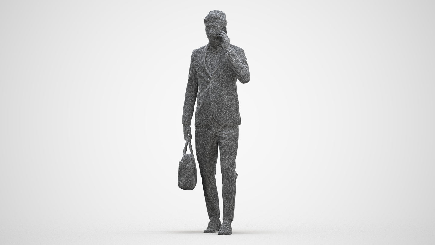 photogrammetry 3D man business, realistic human model archviz FBX, three-quarter front view render