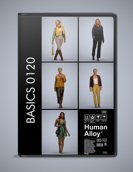 realistic 3D people walking set, 5 render-ready models for V-Ray and Corona