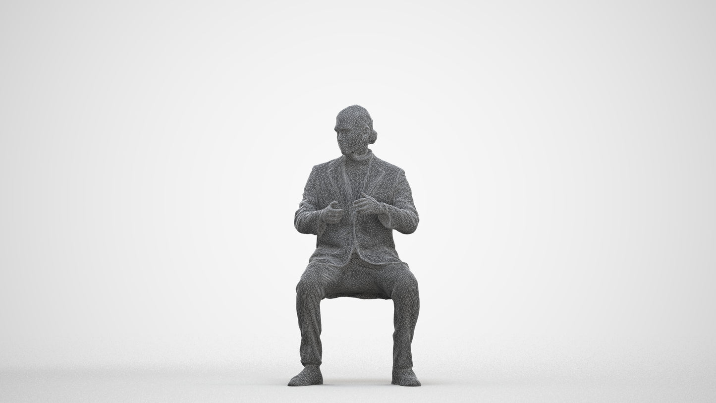 realistic 3D man business, scanned archviz people for Blender and 3ds Max, three-quarter front view render