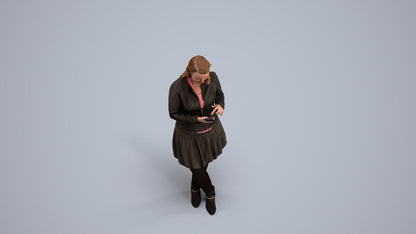 3D scanned woman standing casual, photorealistic archviz people for Enscape and SketchUp, back view render