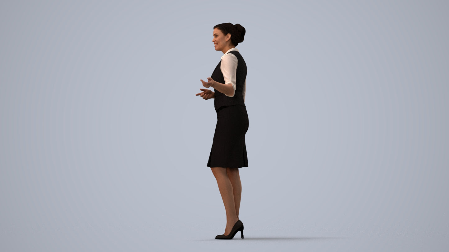 3D people model woman mix, scanned human for 3ds Max rendering, three-quarter view render