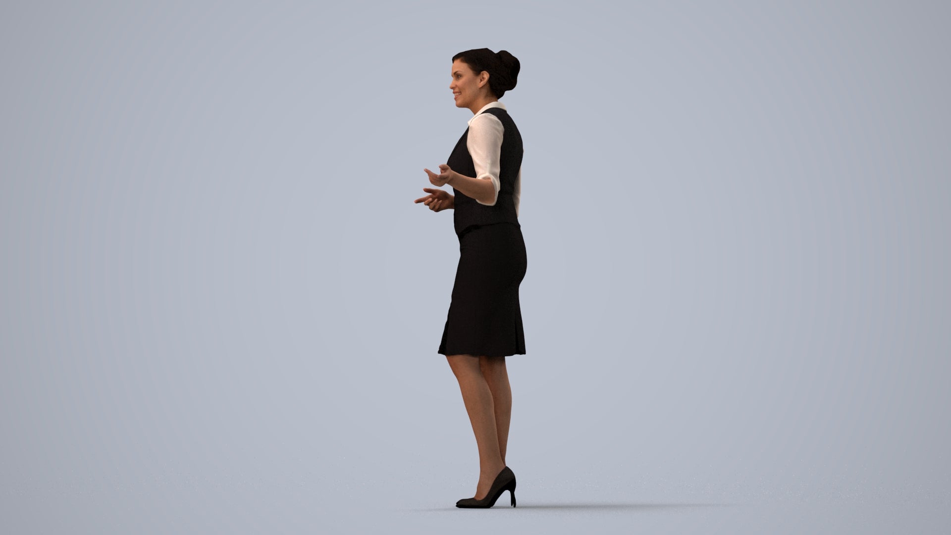 3D people model woman mix, scanned human for 3ds Max rendering, three-quarter view render