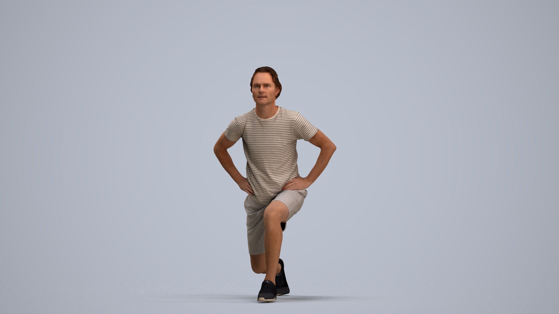 3D people model man sport, scanned human for 3ds Max rendering, standing pose render