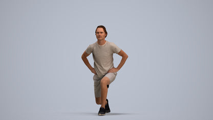 3D people model man sport, scanned human for 3ds Max rendering, standing pose render