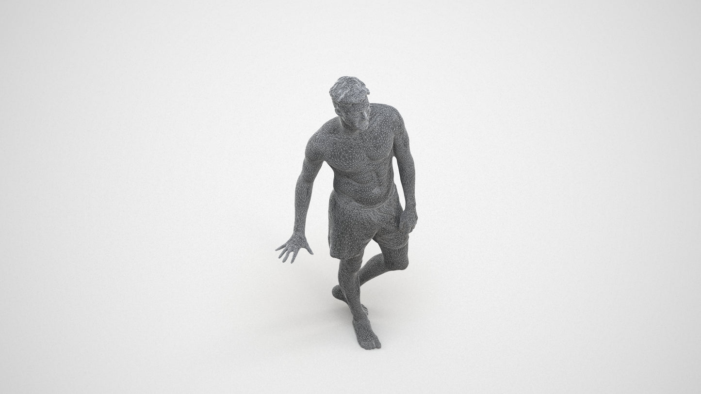scanned 3D man pool, photogrammetry people for Enscape and V-Ray, wireframe three-quarter view