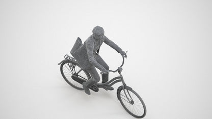 realistic 3D people senior woman business cycling, render-ready for V-Ray and Corona, FBX OBJ, wireframe three-quarter view