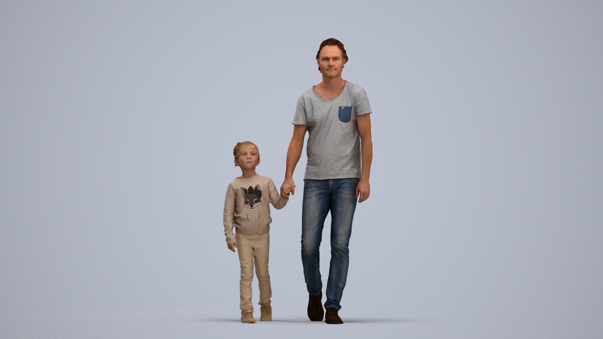 photogrammetry 3D girl casual standing, realistic human model archviz FBX, standing pose render