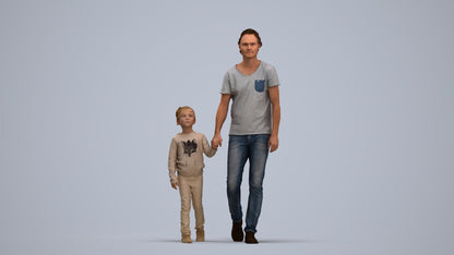 photogrammetry 3D girl casual standing, realistic human model archviz FBX, standing pose render