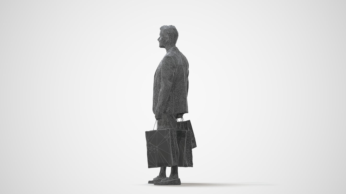 photogrammetry 3D man business shopping, realistic human model archviz FBX, square thumbnail