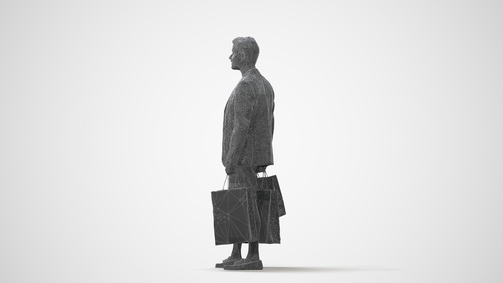 photogrammetry 3D man business shopping, realistic human model archviz FBX, square thumbnail