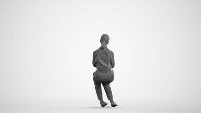 3D people model girl business kids, scanned human for 3ds Max rendering, wireframe front view