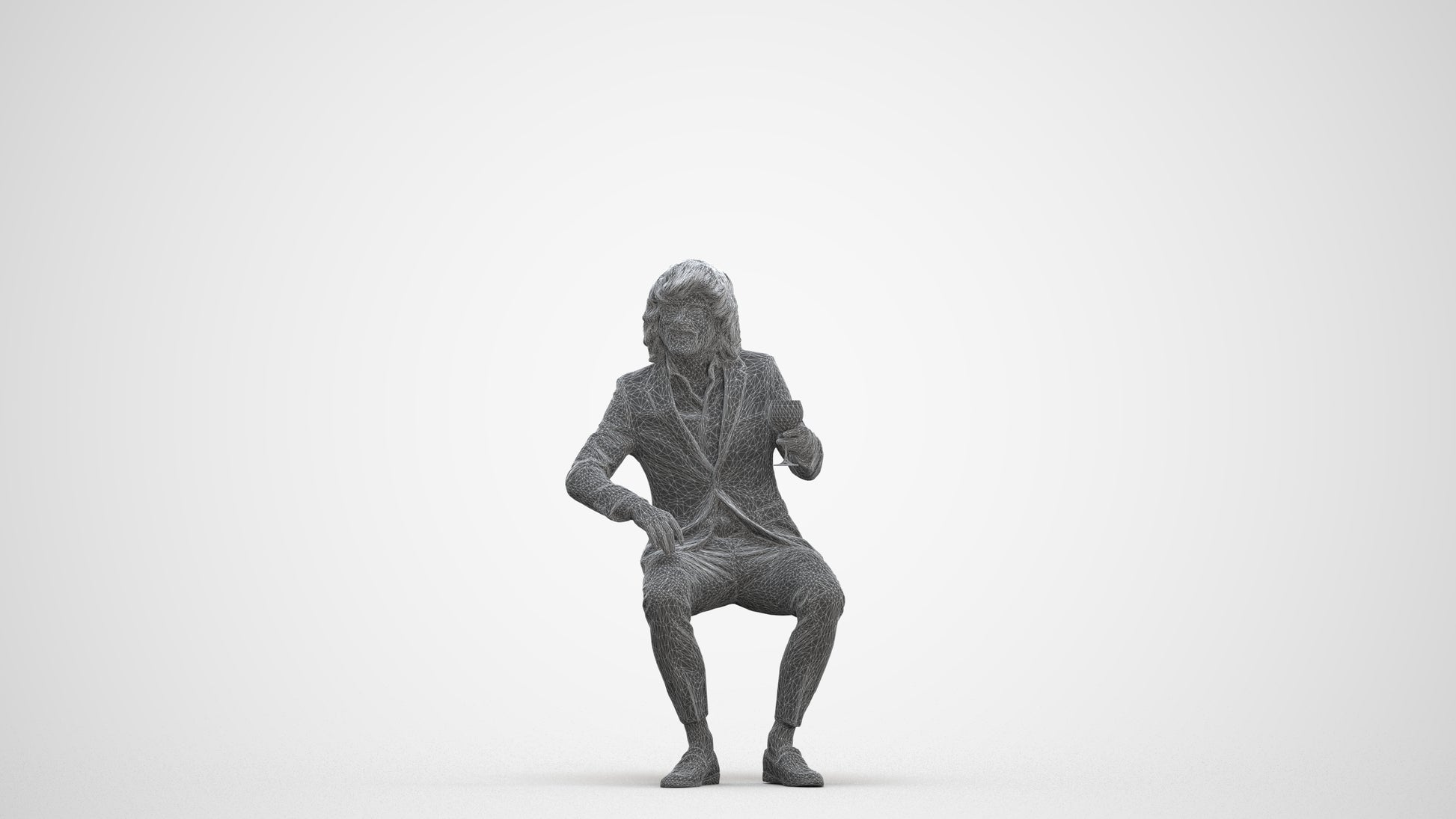 scanned 3D man business, photogrammetry people for Enscape and V-Ray, three-quarter front view render