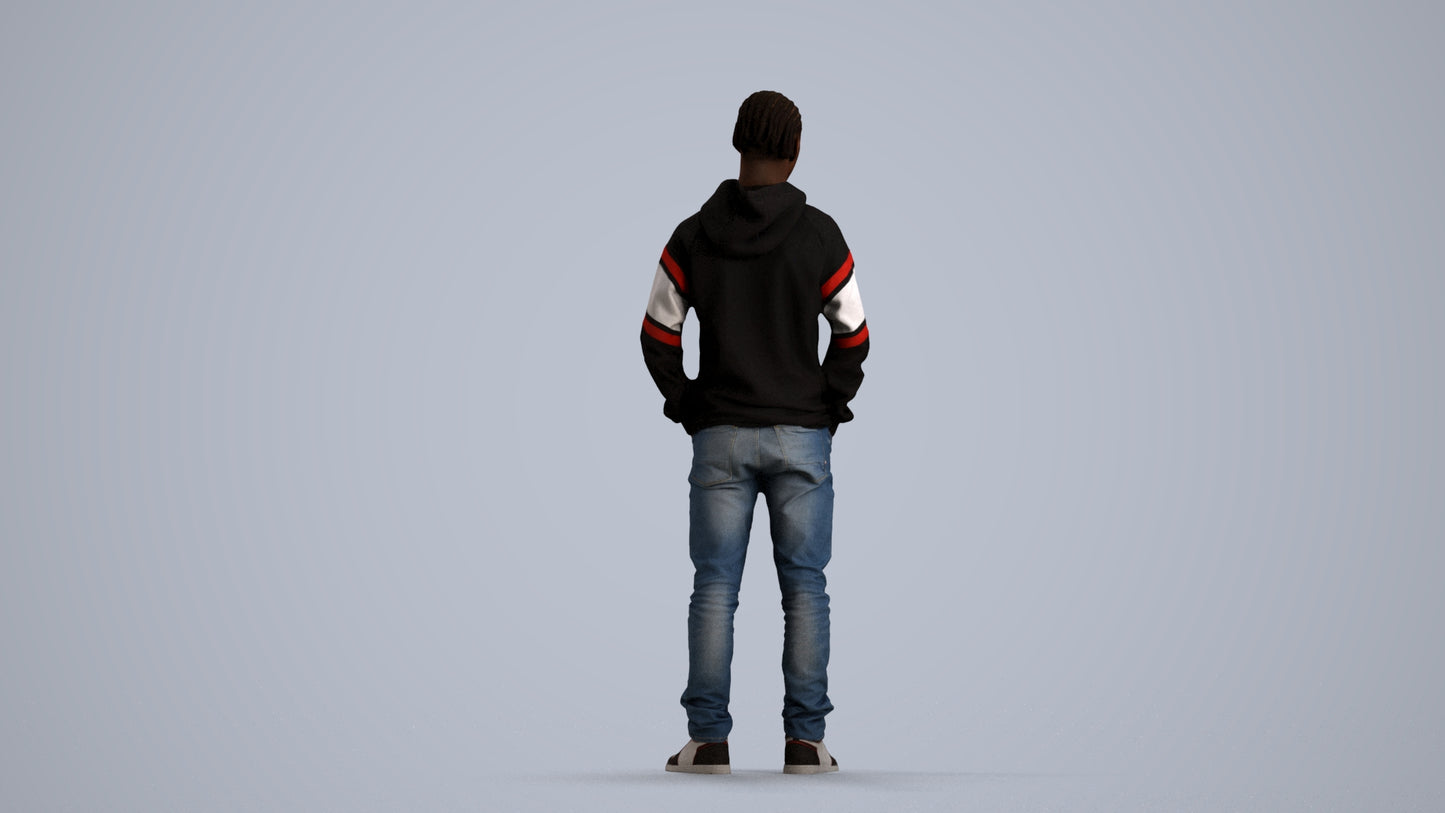 3D people model boy casual kids, scanned human for 3ds Max rendering, front view render