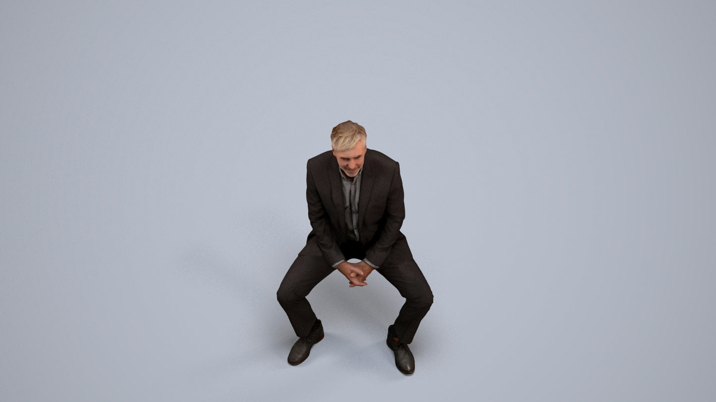 realistic 3D human man business, archviz people FBX OBJ for Blender, back view render
