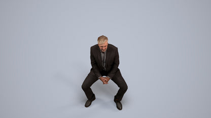 realistic 3D human man business, archviz people FBX OBJ for Blender, back view render