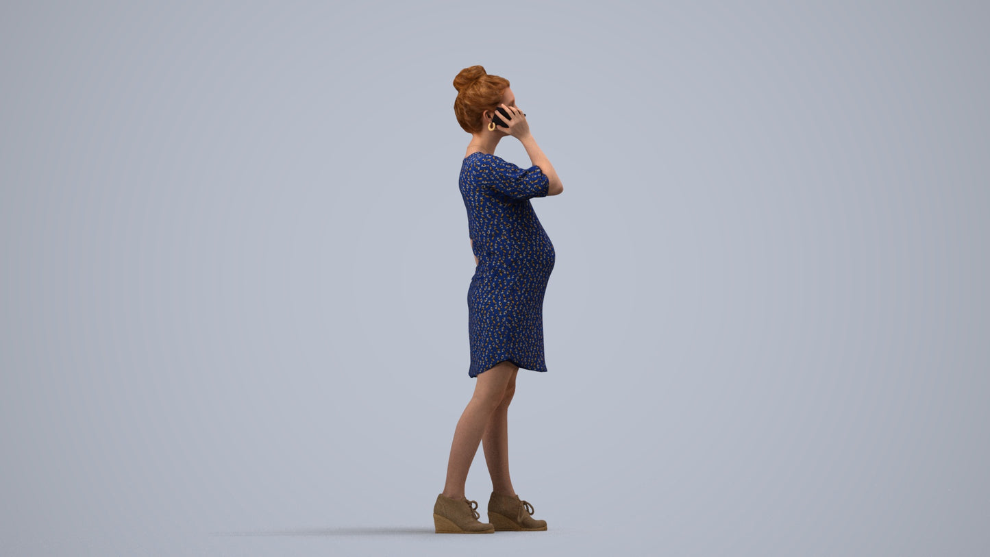 scanned 3D woman casual standing, photogrammetry people for Enscape and V-Ray, side view render