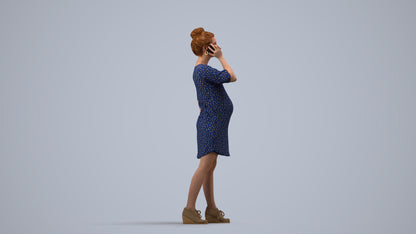 scanned 3D woman casual standing, photogrammetry people for Enscape and V-Ray, side view render