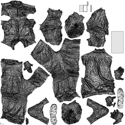 3D people model man casual standing, scanned human for 3ds Max rendering, wireframe top-down view