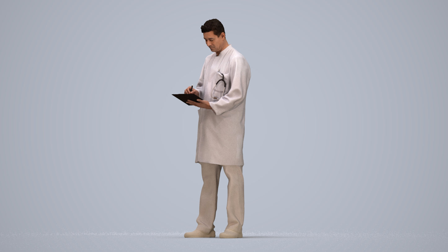 3D people model man medical, scanned human for 3ds Max rendering, top-down view render