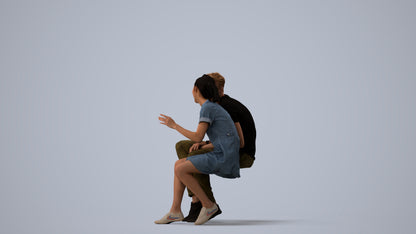 3D people model woman casual couple, scanned human for 3ds Max rendering, three-quarter view render