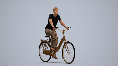 scanned 3D woman casual cycling, photogrammetry people for Enscape and V-Ray, standing pose render