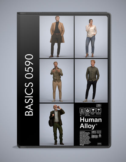 3D people models standing bundle, 5 scanned humans for 3ds Max rendering