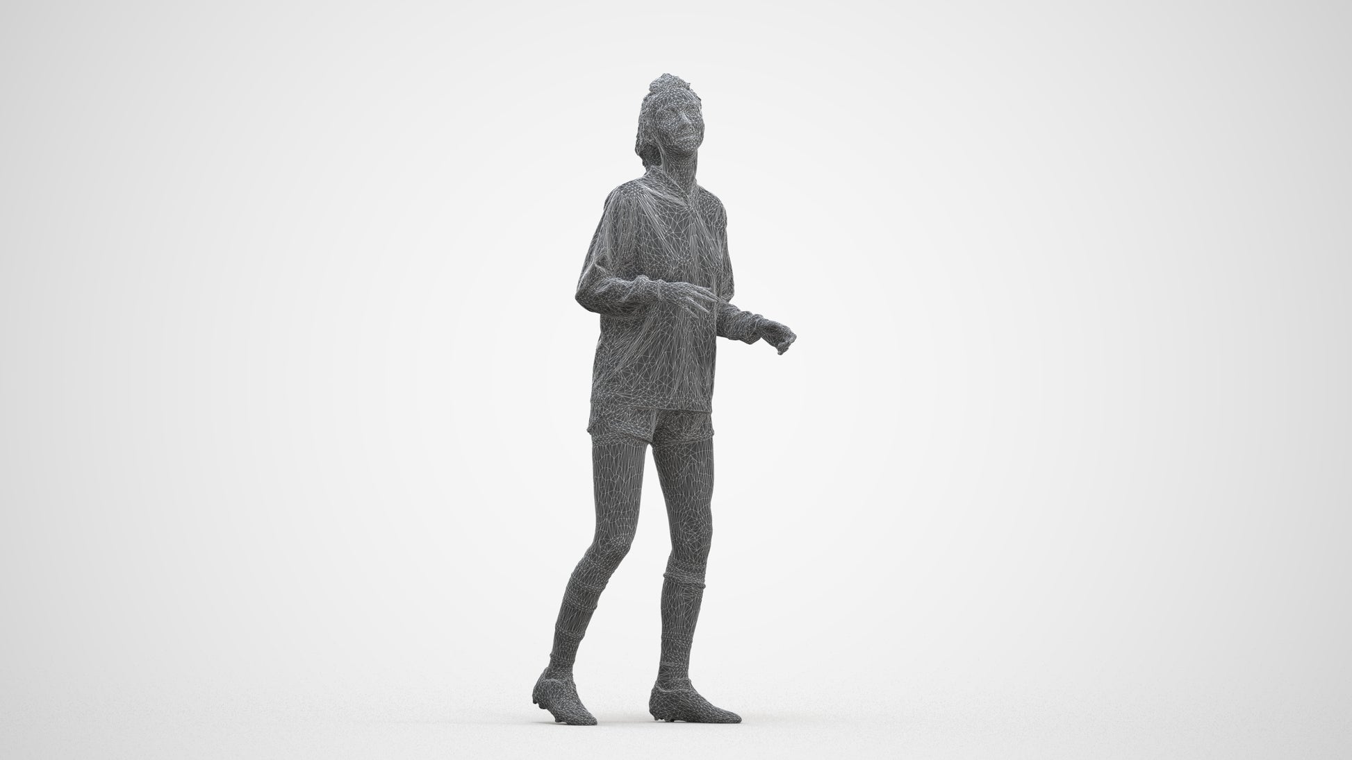 realistic 3D human woman sport, archviz people FBX OBJ for Blender, three-quarter front view render