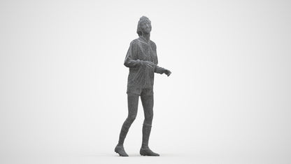realistic 3D human woman sport, archviz people FBX OBJ for Blender, three-quarter front view render