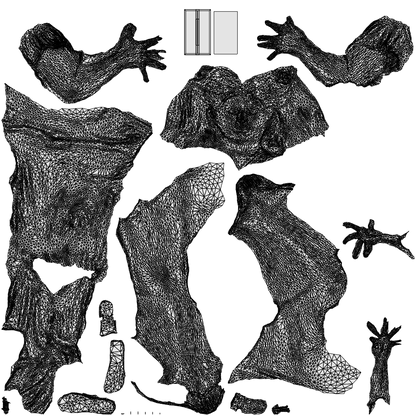 3D human model woman casual sitting, photogrammetry scanned person for archviz, wireframe top-down view