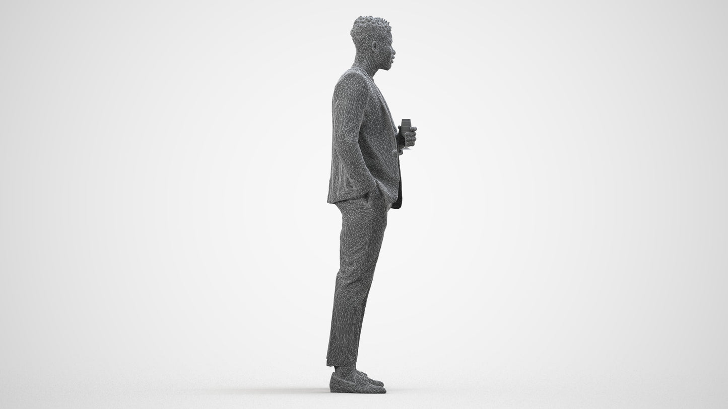 realistic 3D people man formal formalaffairs, render-ready for V-Ray and Corona, FBX OBJ, wireframe side view