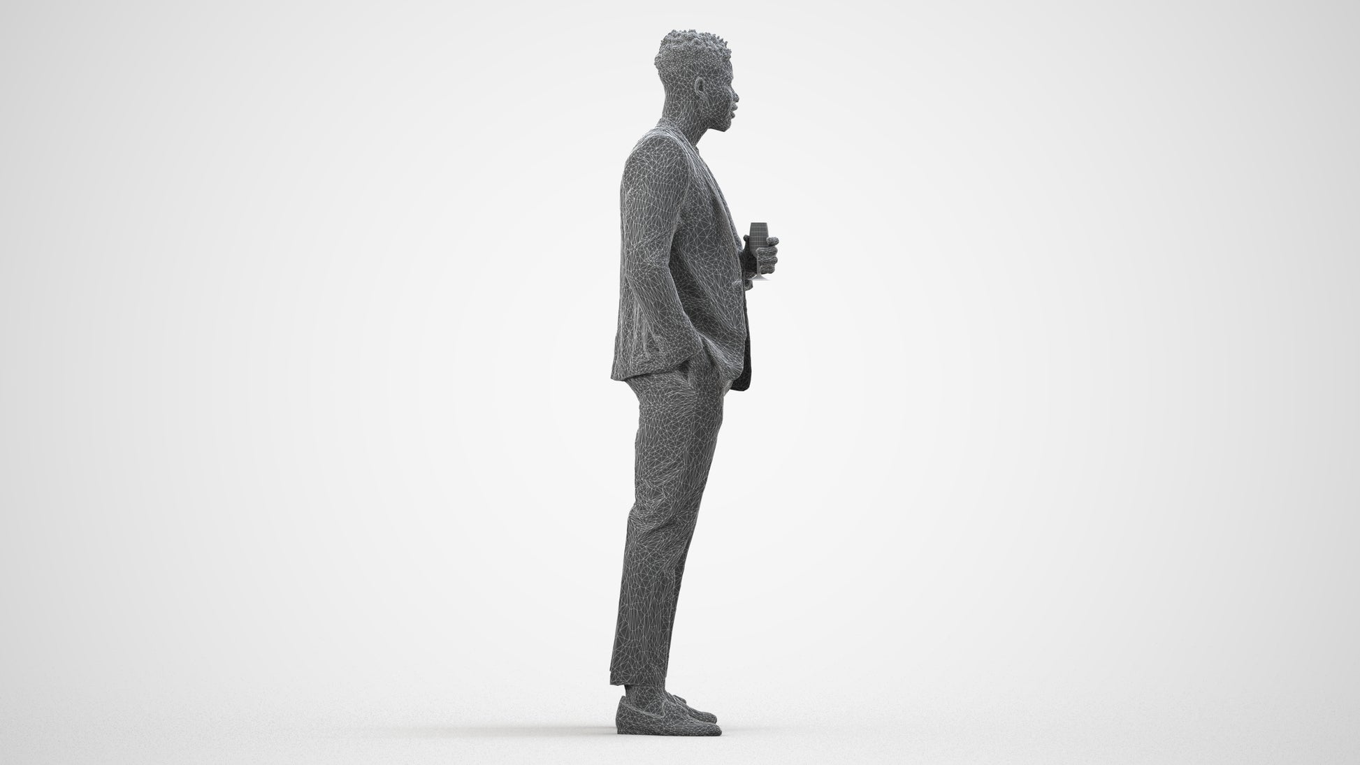 realistic 3D people man formal formalaffairs, render-ready for V-Ray and Corona, FBX OBJ, wireframe side view