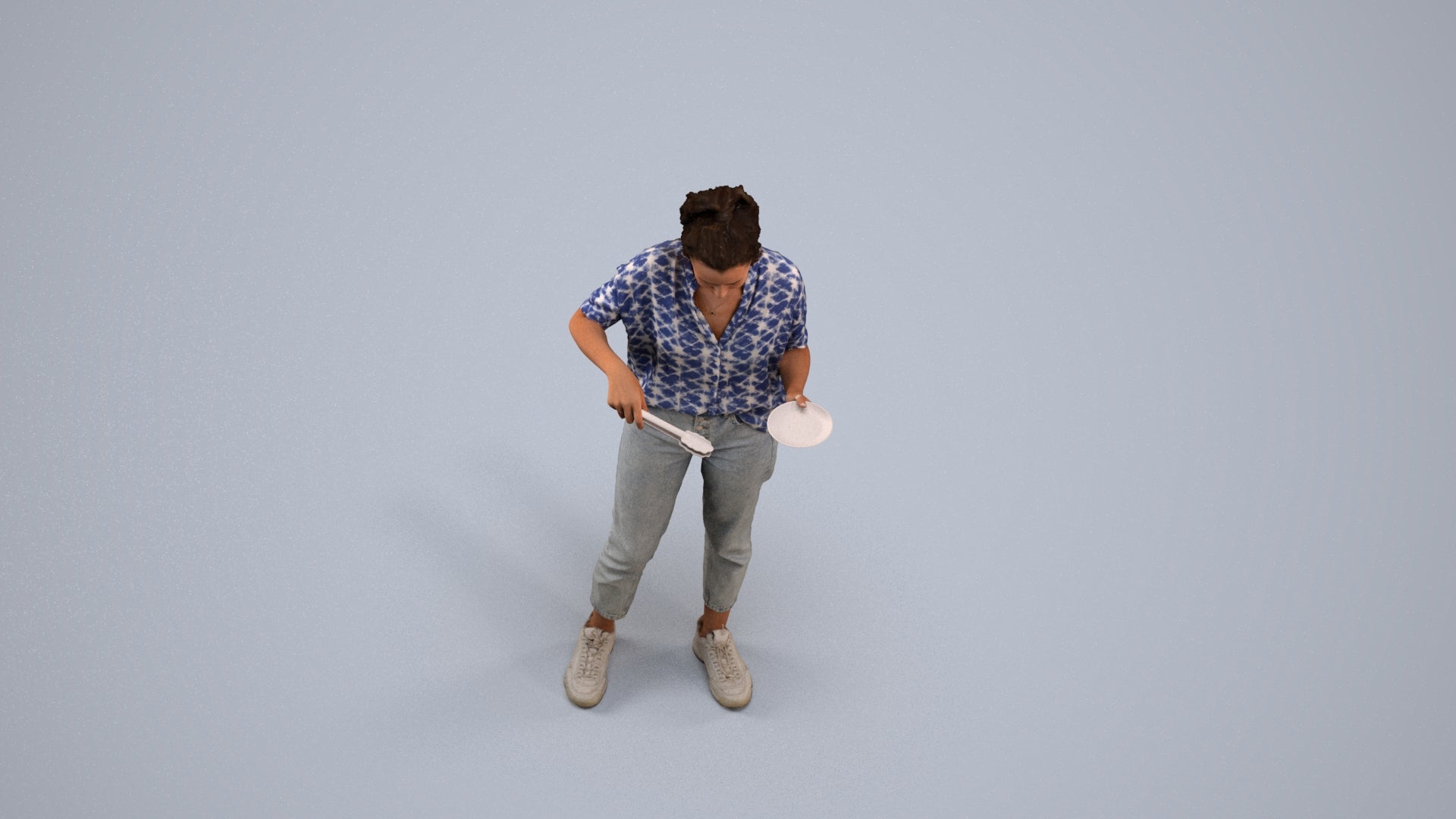 scanned 3D woman casual standing, photogrammetry people for Enscape and V-Ray, back view render