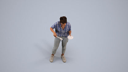 scanned 3D woman casual standing, photogrammetry people for Enscape and V-Ray, back view render