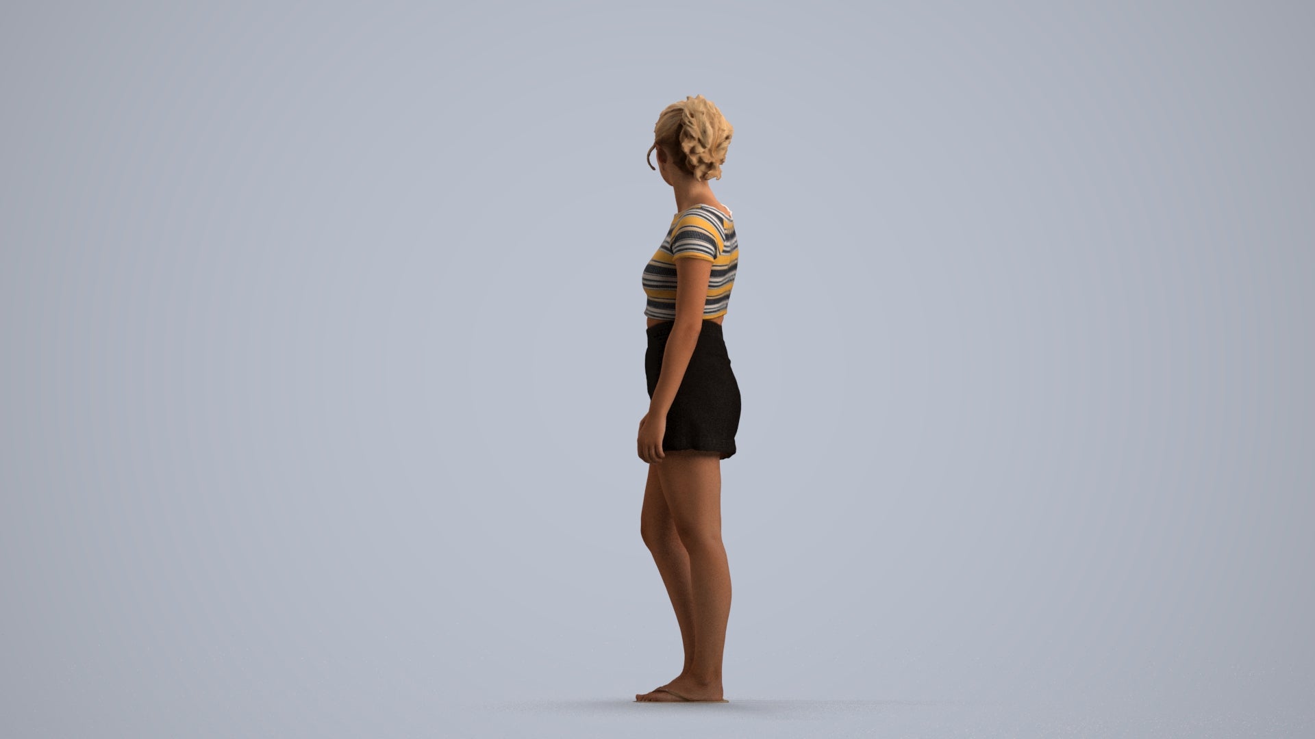 realistic 3D people woman casual standing, render-ready for V-Ray and Corona, FBX OBJ, front view render