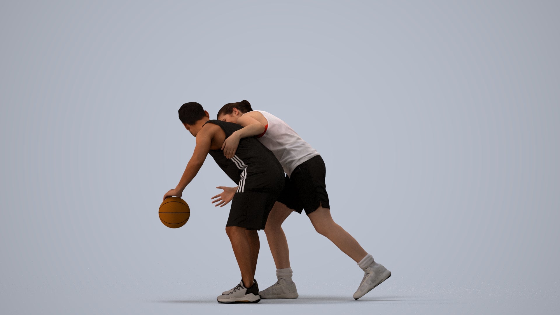 3D scanned man sport, photorealistic archviz people for Enscape and SketchUp, three-quarter view render