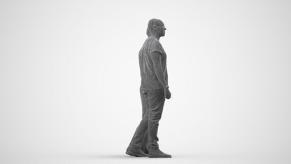 3D people model woman casual couple, scanned human for 3ds Max rendering, wireframe side view