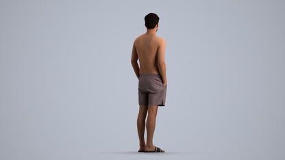 3D scanned man pool, photorealistic archviz people for Enscape and SketchUp, front view render