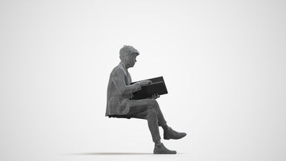 scanned 3D man business, photogrammetry people for Enscape and V-Ray, wireframe side view