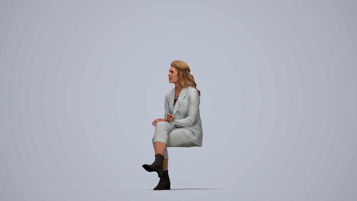 3D scanned woman business, photorealistic archviz people for Enscape and SketchUp, top-down view render