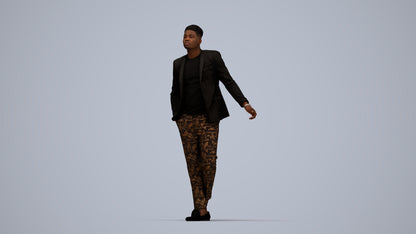 photogrammetry 3D man formal cycling, realistic human model archviz FBX, top-down view render