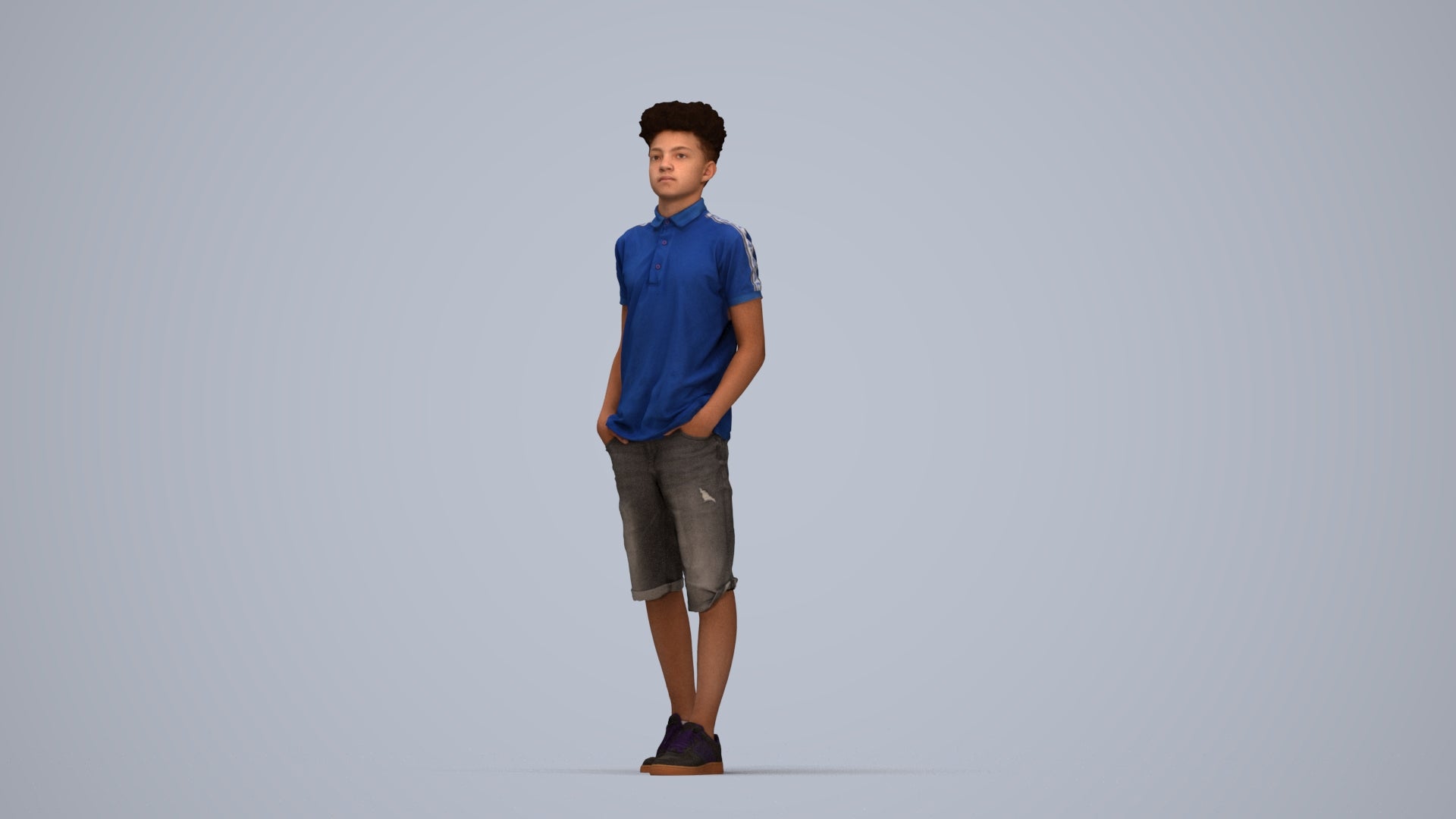 3D scanned boy kids casual, photorealistic archviz people for Enscape and SketchUp, top-down view render