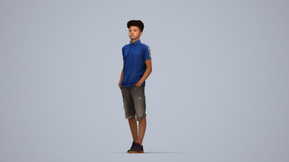 3D scanned boy kids casual, photorealistic archviz people for Enscape and SketchUp, top-down view render