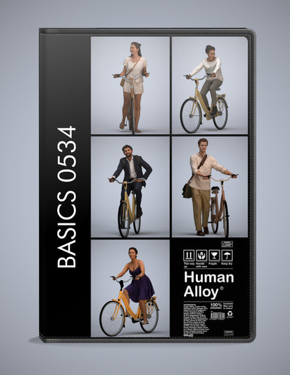 5x realistic 3D people cycling pack, scanned archviz collection for Blender and 3ds Max