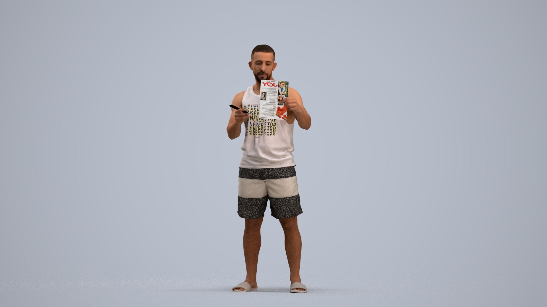 realistic 3D people man standing, render-ready for V-Ray and Corona, FBX OBJ, standing pose render