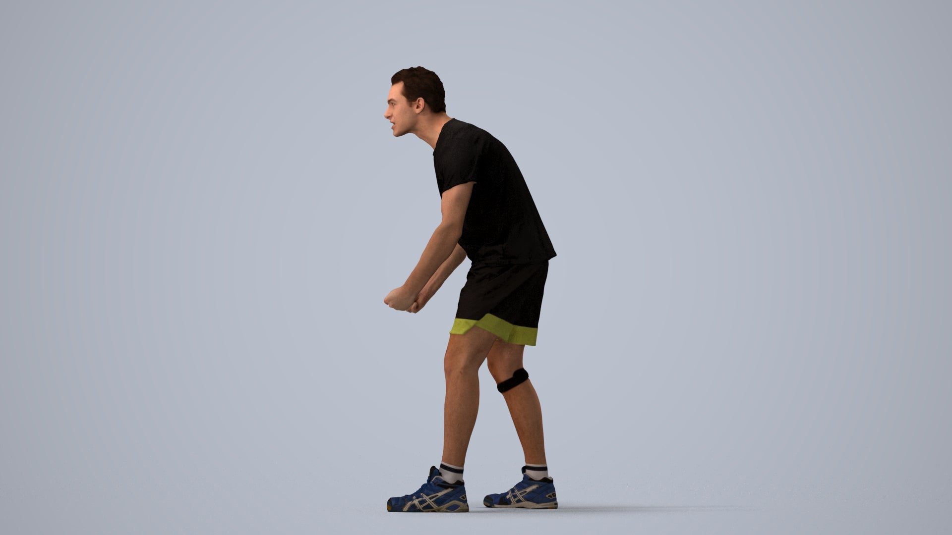 3D people model man sport, scanned human for 3ds Max rendering, three-quarter view render