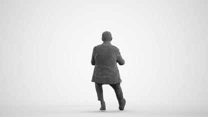 3D human model senior man business mix, photogrammetry scanned person for archviz, wireframe front view