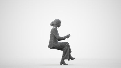scanned 3D woman business, photogrammetry people for Enscape and V-Ray, wireframe side view